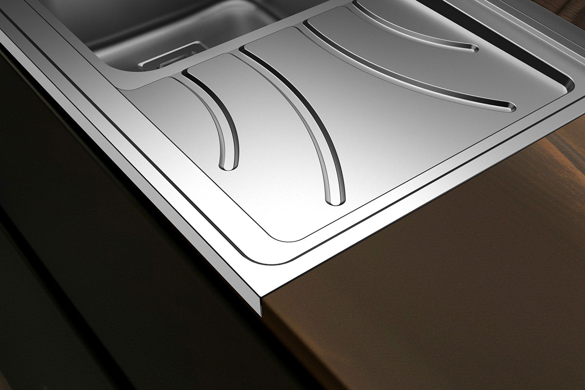 تمرکز بر جزئیات سینک آشپزخانه